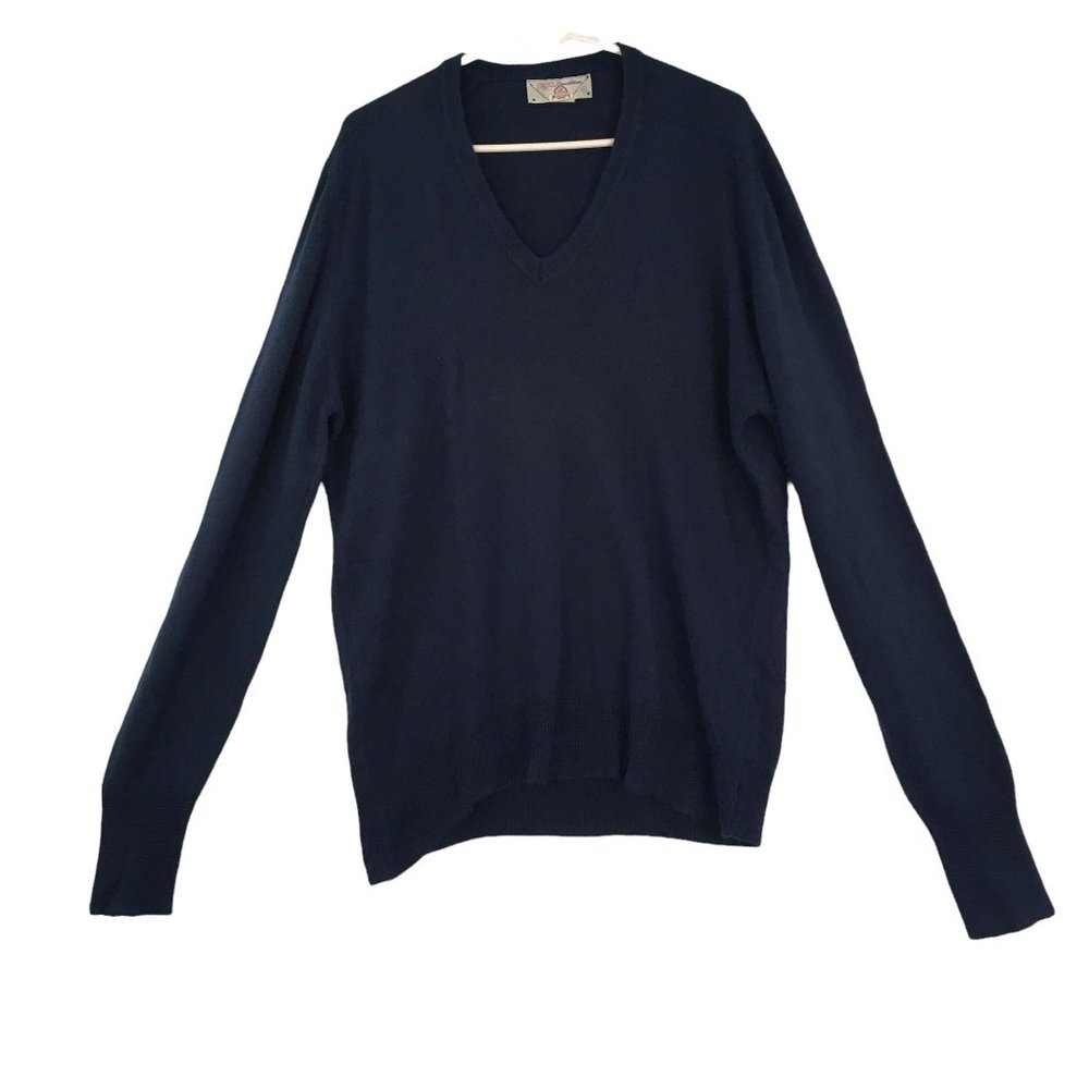 PGA Sportwear Vintage‎ Mens Acrylic Blue V-Neck Sweater, XL